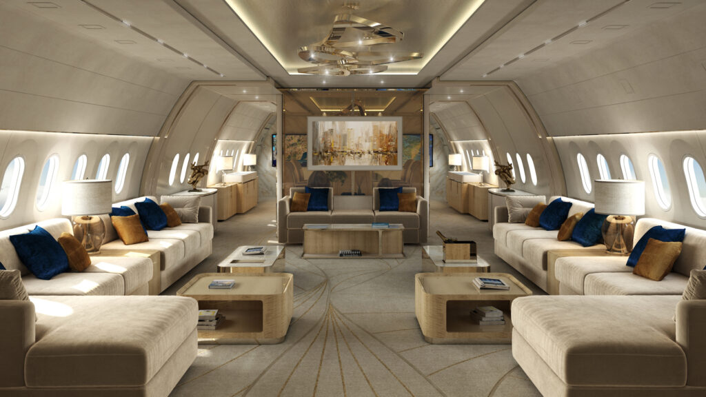 B787 800 Main Lounge Private Jet Interior Design Effect Magazine Cover 1024x576 1 at Stratus Private Jet